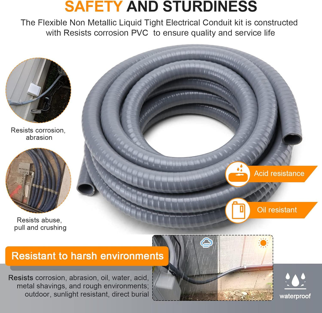 1 in. Dia 25ft Liquid-Tight Non Metallic Conduit Kit Pack of 2 S81922