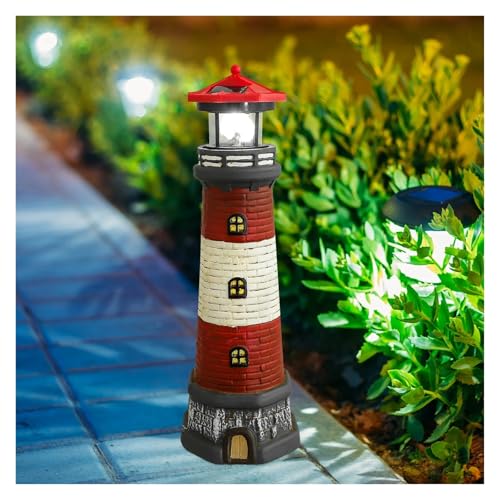 Solar Powered Led Lighthouse Garden Statue Q61897