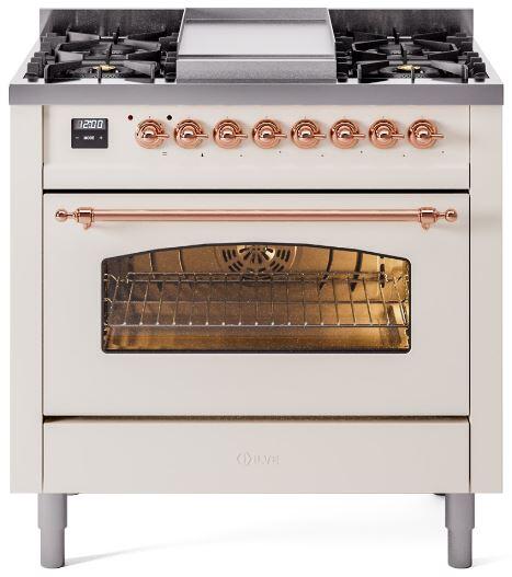 36 Dual Fuel Propane Gas Range Antique White Copper Trim L6914