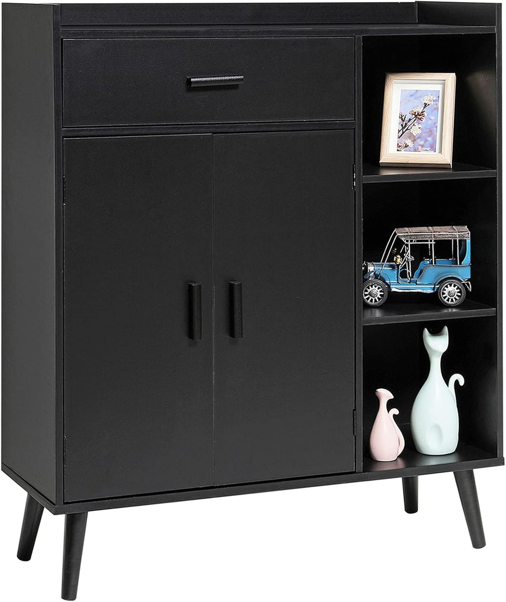 Black Storage Cabinet with 1 Drawer and 2 Doors Q580318