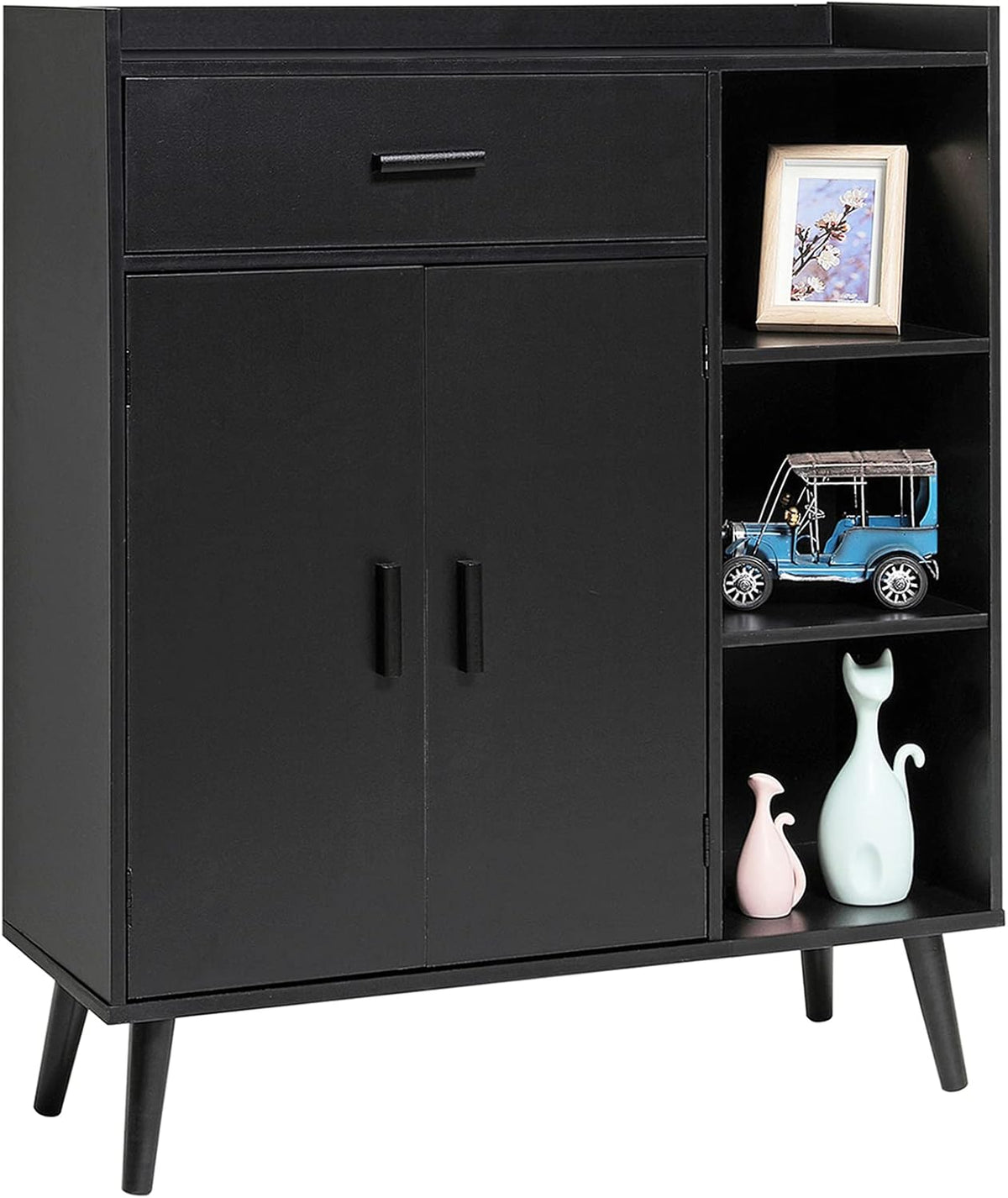 Black Storage Cabinet with 1 Drawer and 2 Doors Q580318