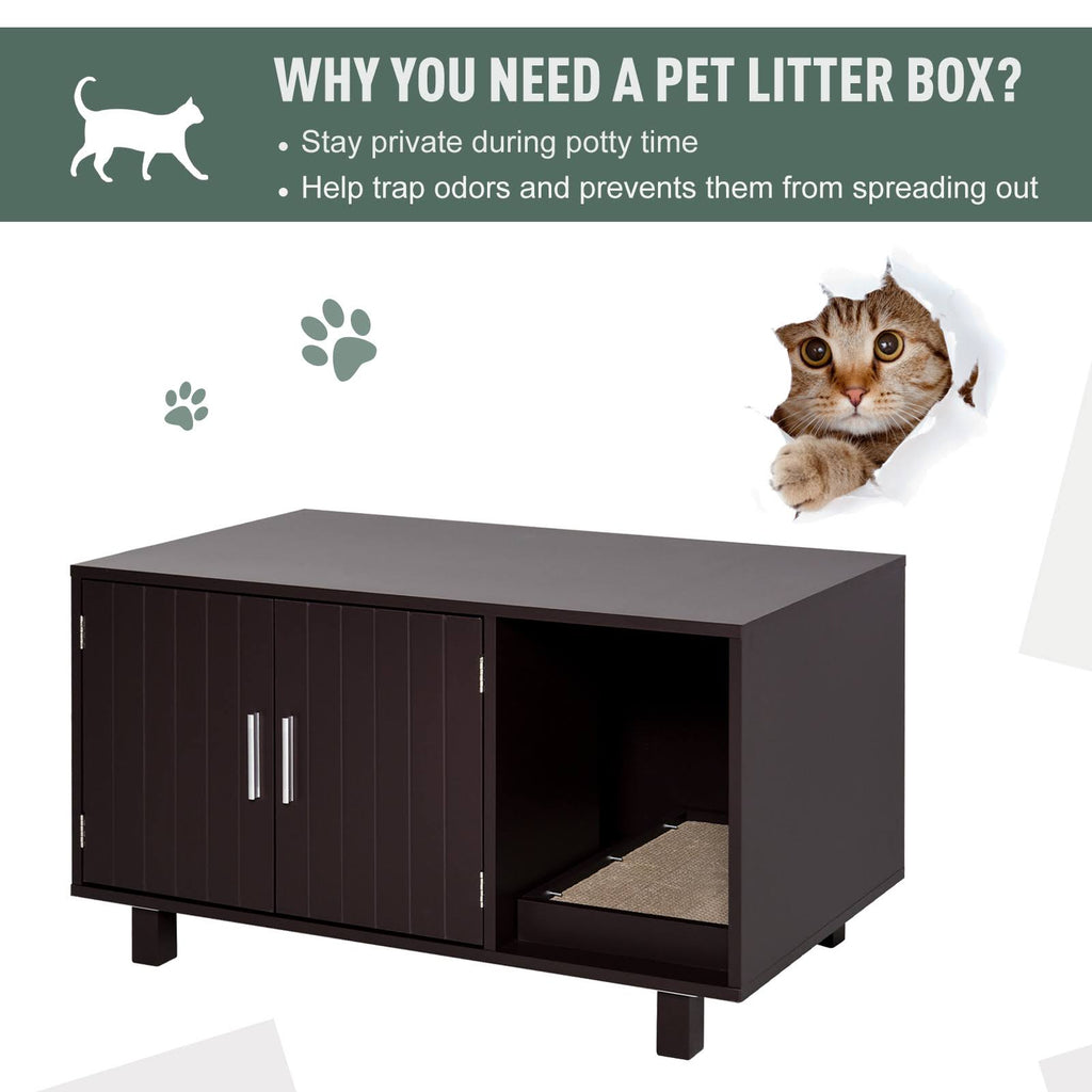 Cat Box Furniture with Scratch & Magnetic Doors F35180