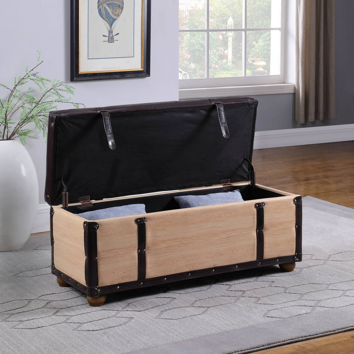 Brown Bonded Leather Storage Bench Z693312