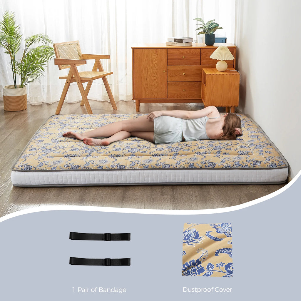 6 Extra Thick Foldable Japanese Floor Mattress, Black, Twin E729