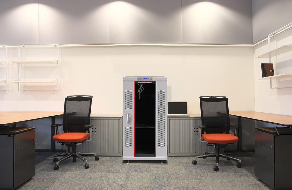 22U 35 Inch Deep Grey White Server Rack Cabinet Enclosure on Wheels V118436