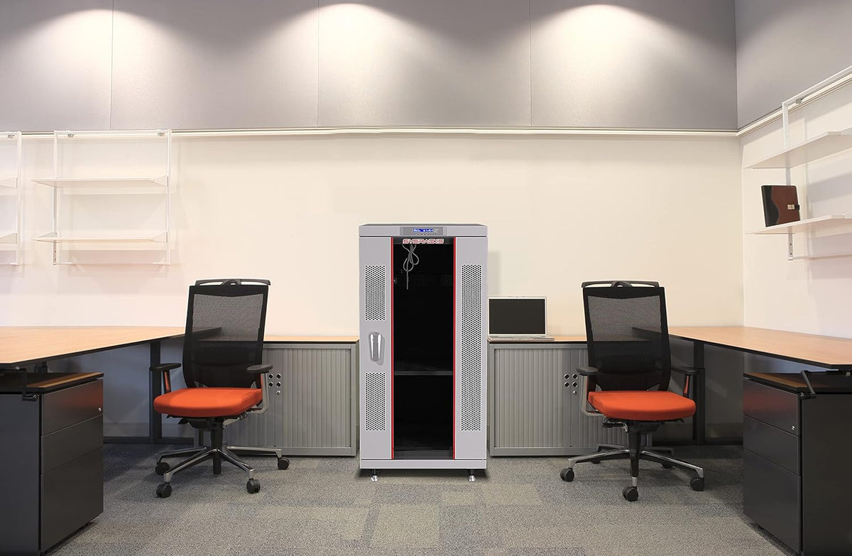22U 35 Inch Deep Grey White Server Rack Cabinet Enclosure on Wheels V118436