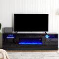 Black 70 inch Wood TV Stand with 36 Electric Fireplace L9619