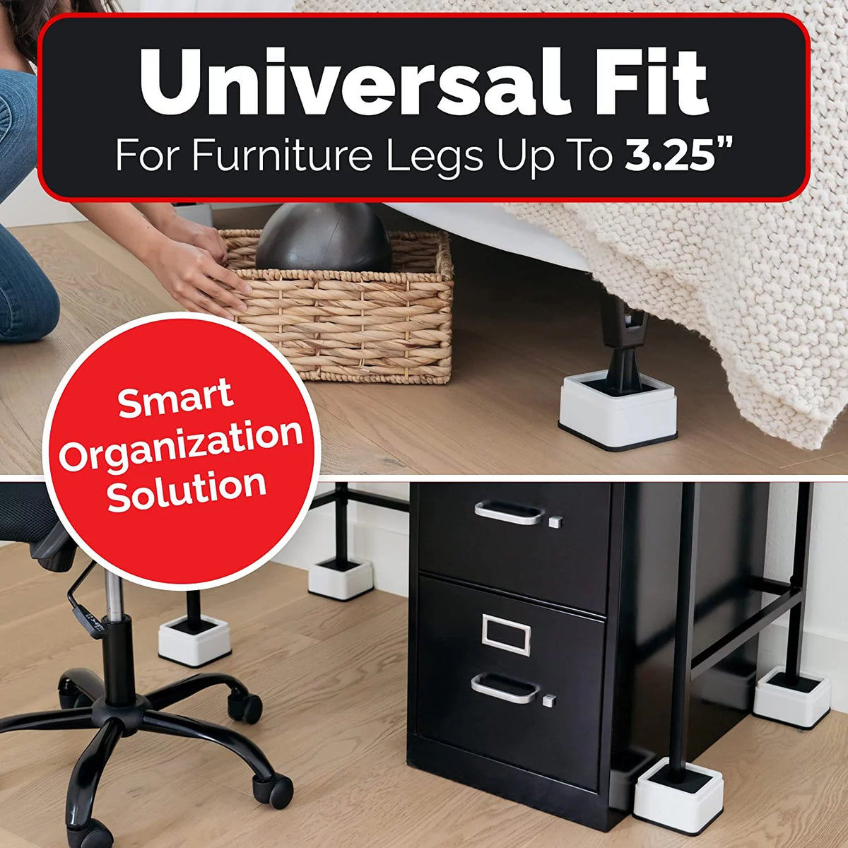 White Square Stackable Bed and Furniture Risers M804793
