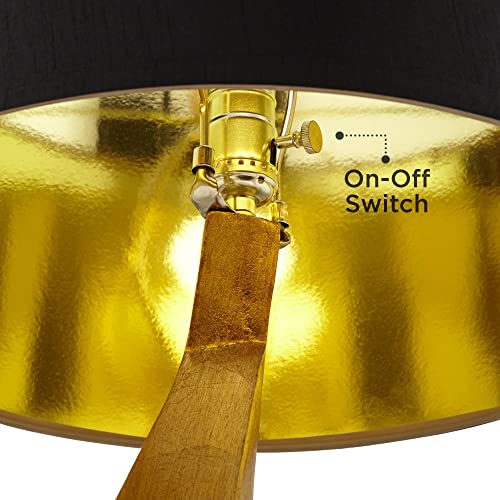 28.5" Tall Gold Leaf Metal Table Lamp with Black Fabric Shade O947113