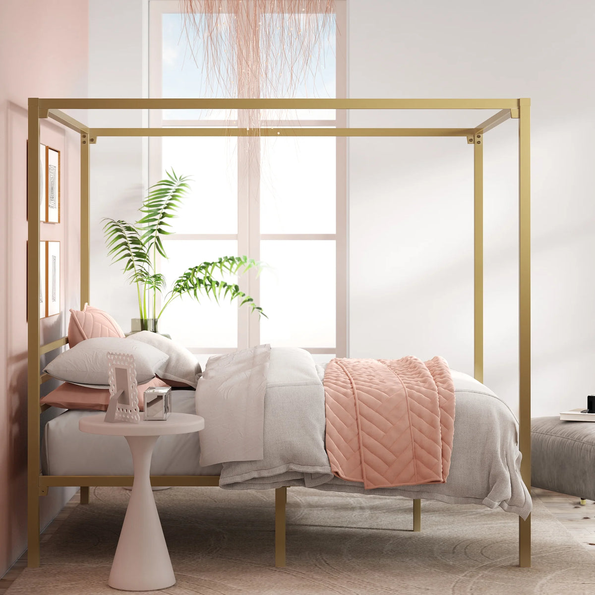 Queen Metal Canopy Platform Bed Frame B85698