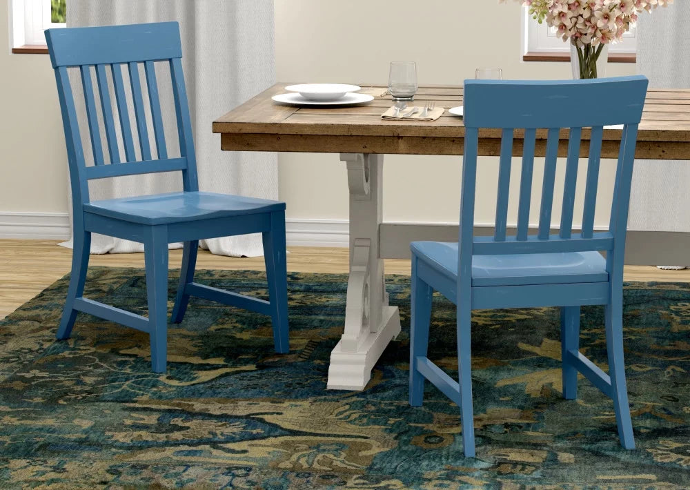 Antique Blue Wood Dining Chairs Pack of 2 W4063