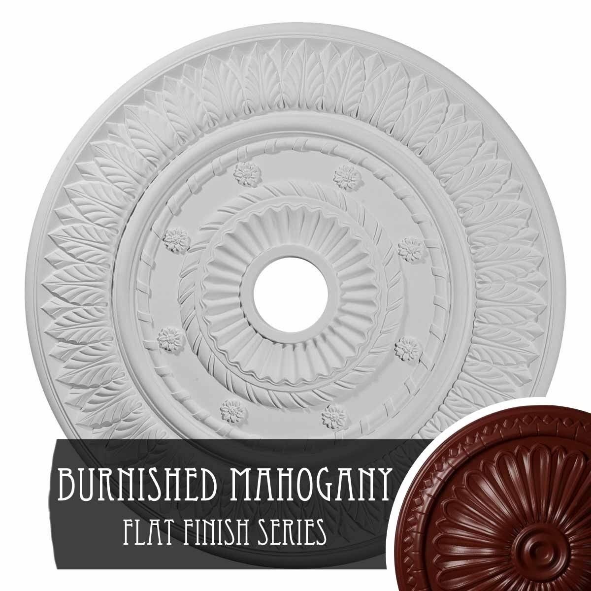 Hand-Painted Brushed Mahogany Leaf Ceiling Medallion V38813
