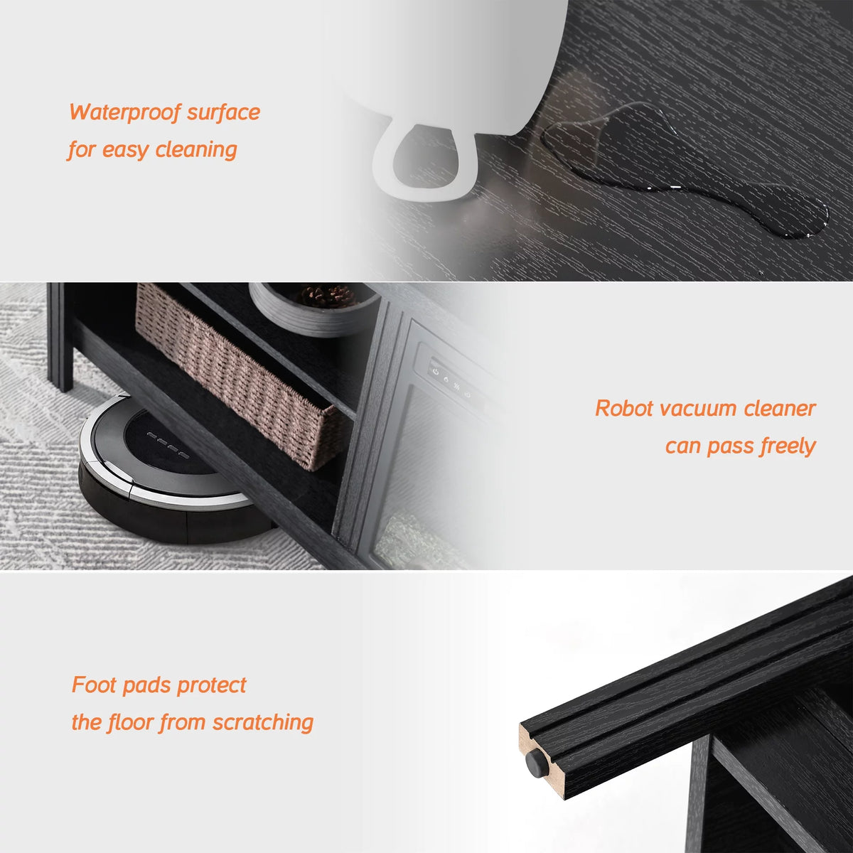Black 70 inch Wood Fireplace TV Stand D698519