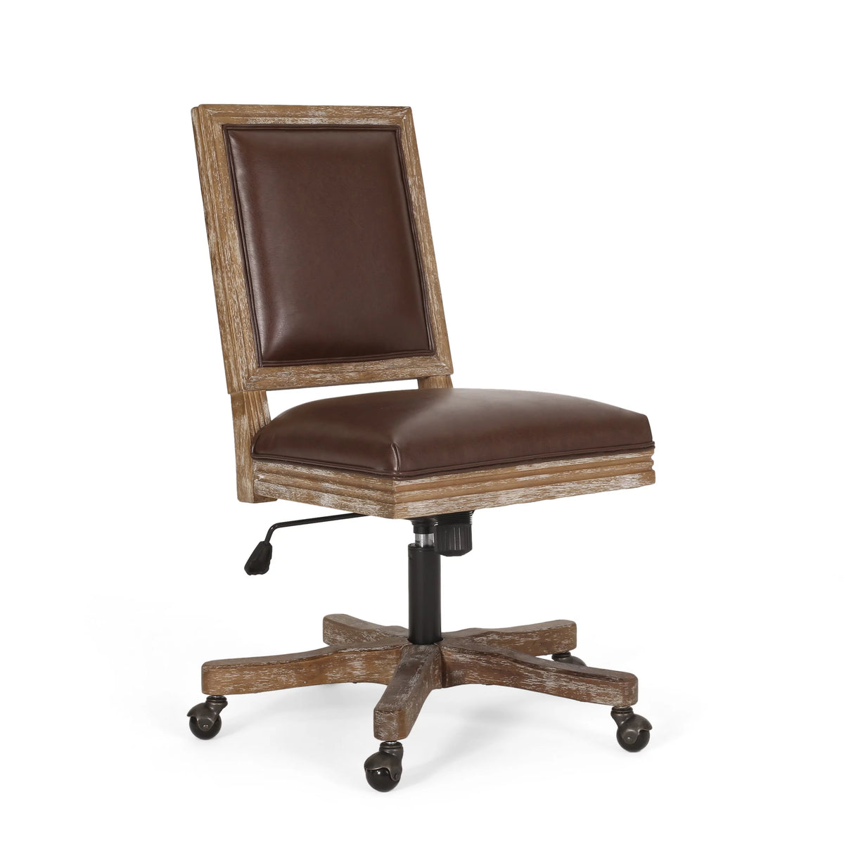 Dark Brown Faux Leather Swivel Office Chair E103