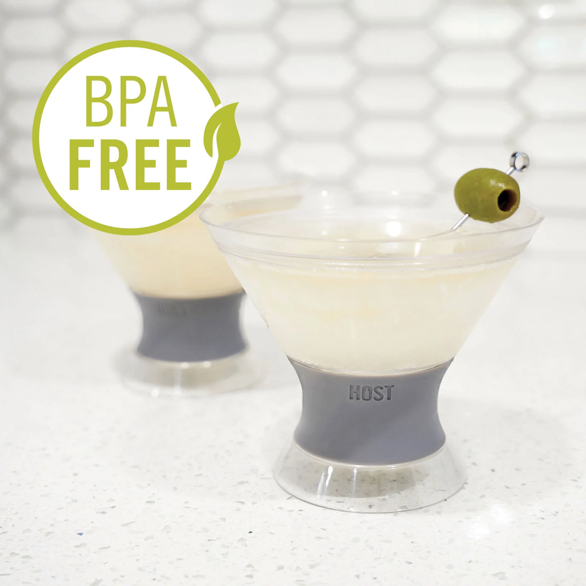 Double Wall Insulated Plastic Cooling Cups, Set of 2, Grey Y6301