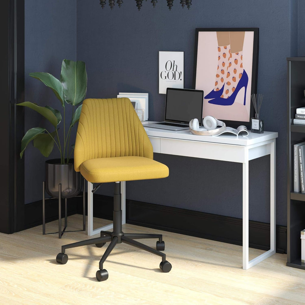 Mustard Linen Office Chair with Casters K9057