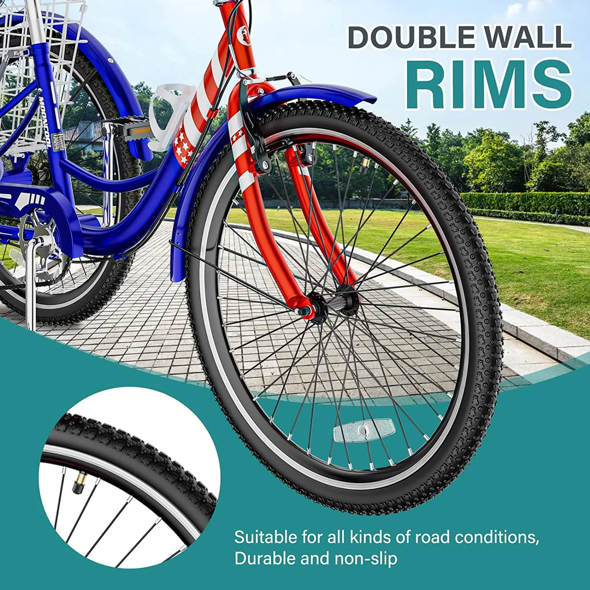 20/24/26 inch Adult Tricycle 3 Wheel Bike with Cargo Basket B844704