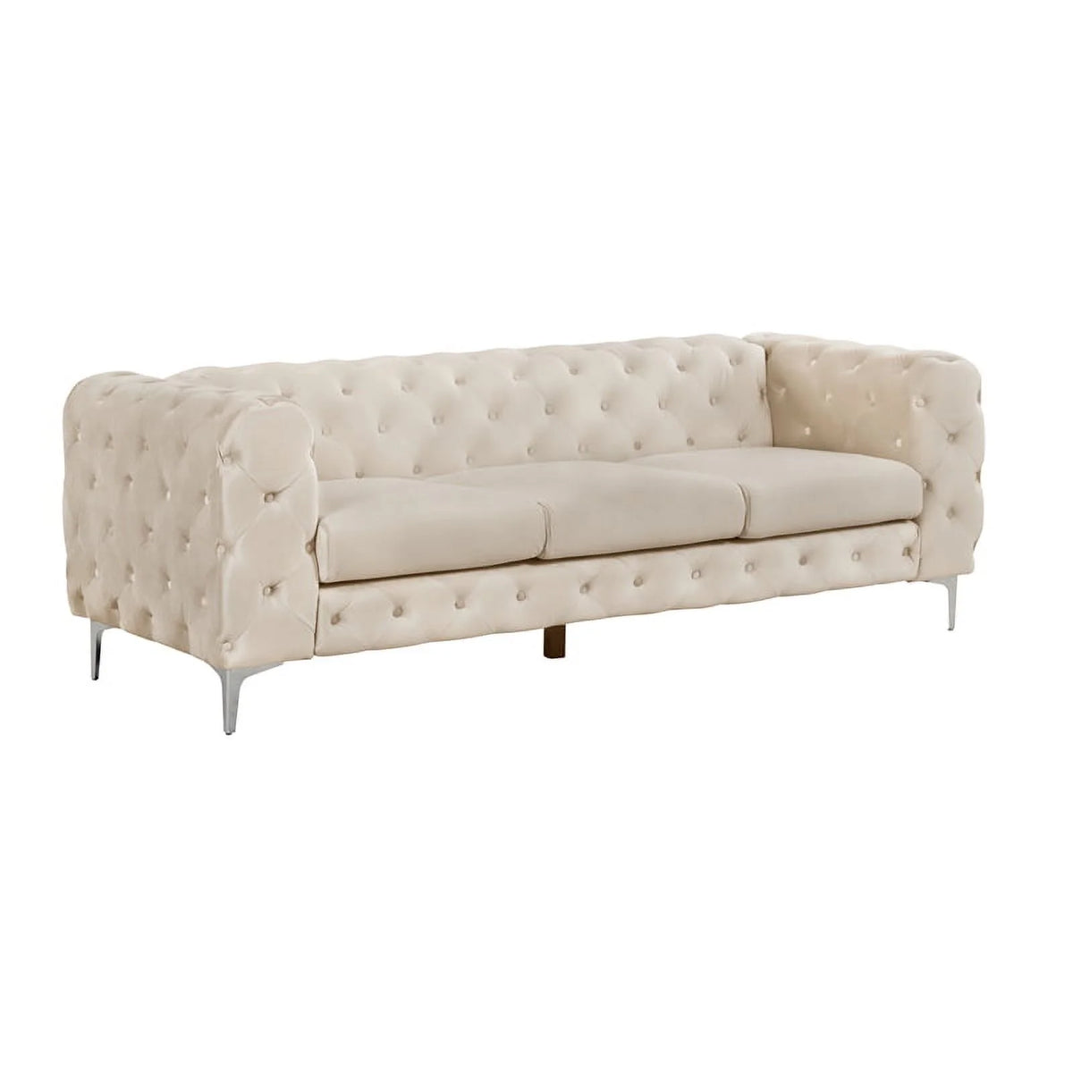 2-Piece Button Tufted Velvet Sofa Set Beige H7664