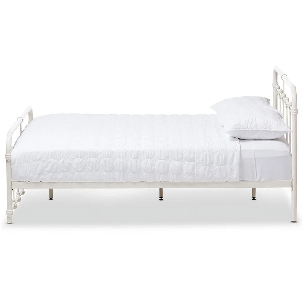 Queen Metal Spindle Bed in White A5601