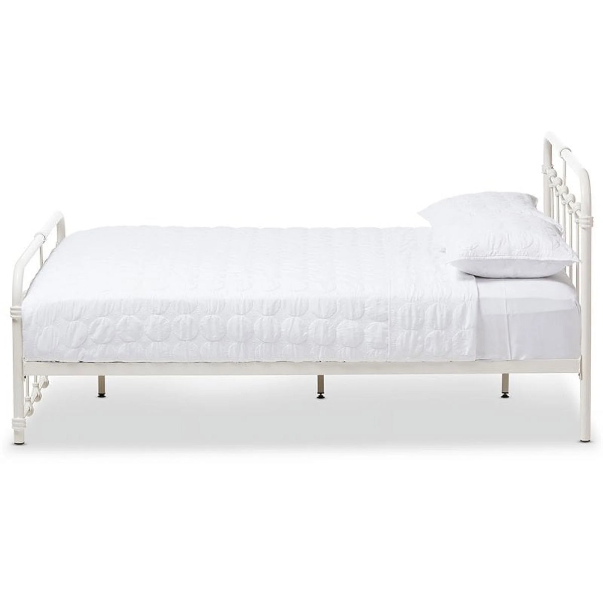 Queen Metal Spindle Bed in White A5601