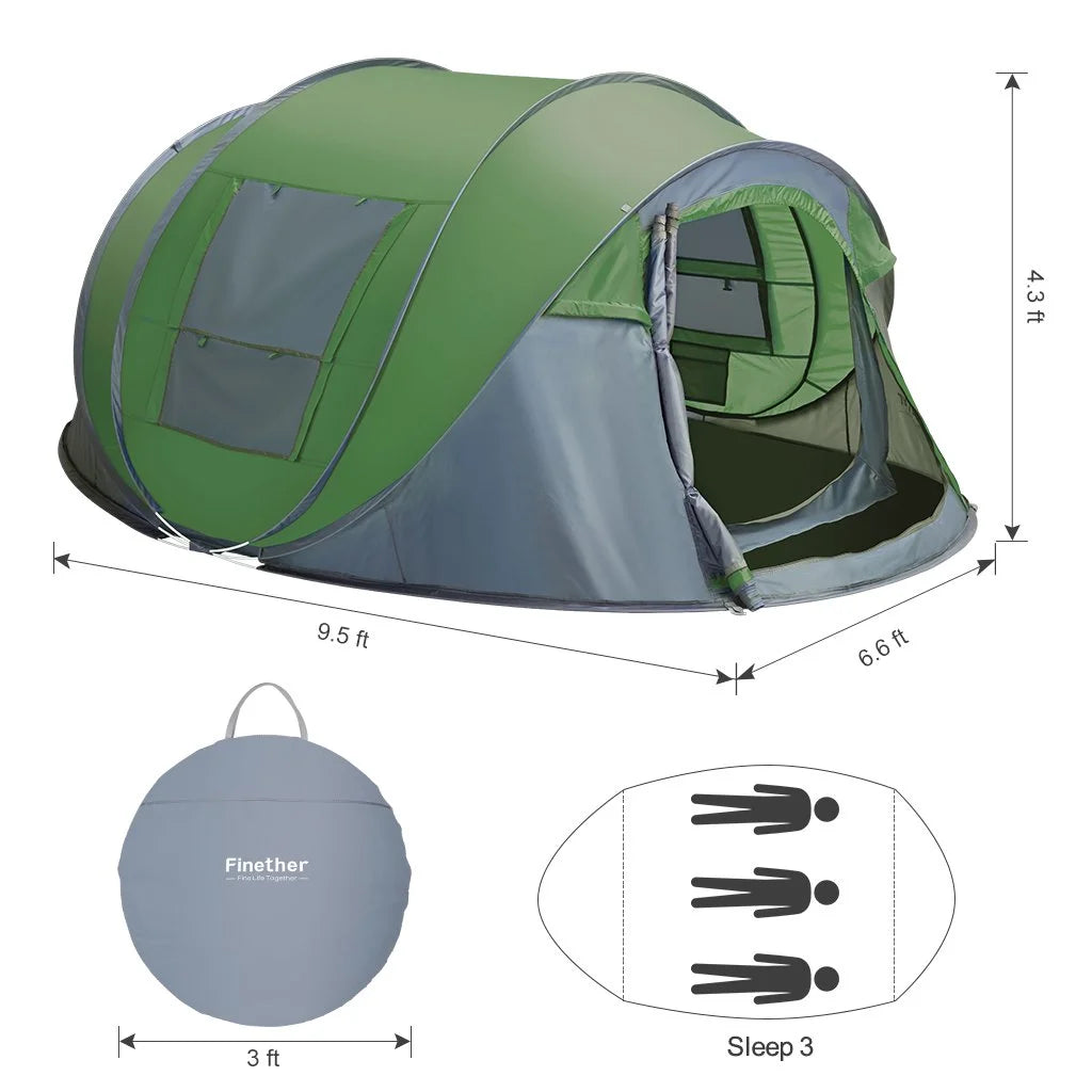 4 Person Pop up Tent Waterproof 2 Doors Q64023