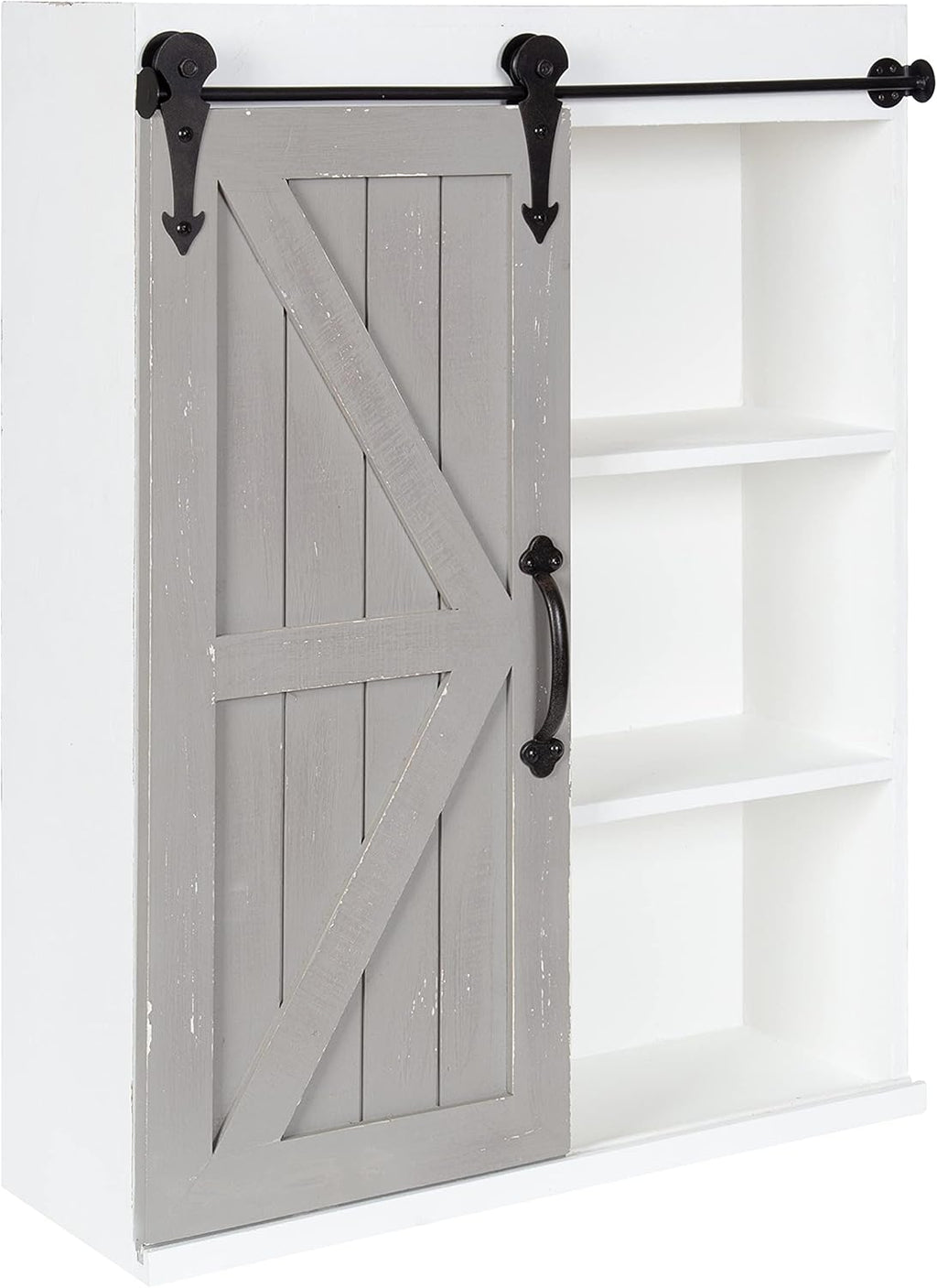 Wood Wall Storage Cabinet with Sliding Barn Door D8268