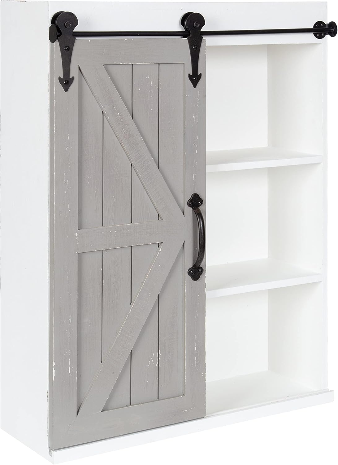 Wood Wall Storage Cabinet with Sliding Barn Door D8268