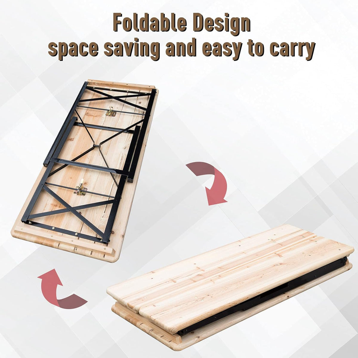 Wooden Outdoor Folding Picnic Table Set with Benches W275813