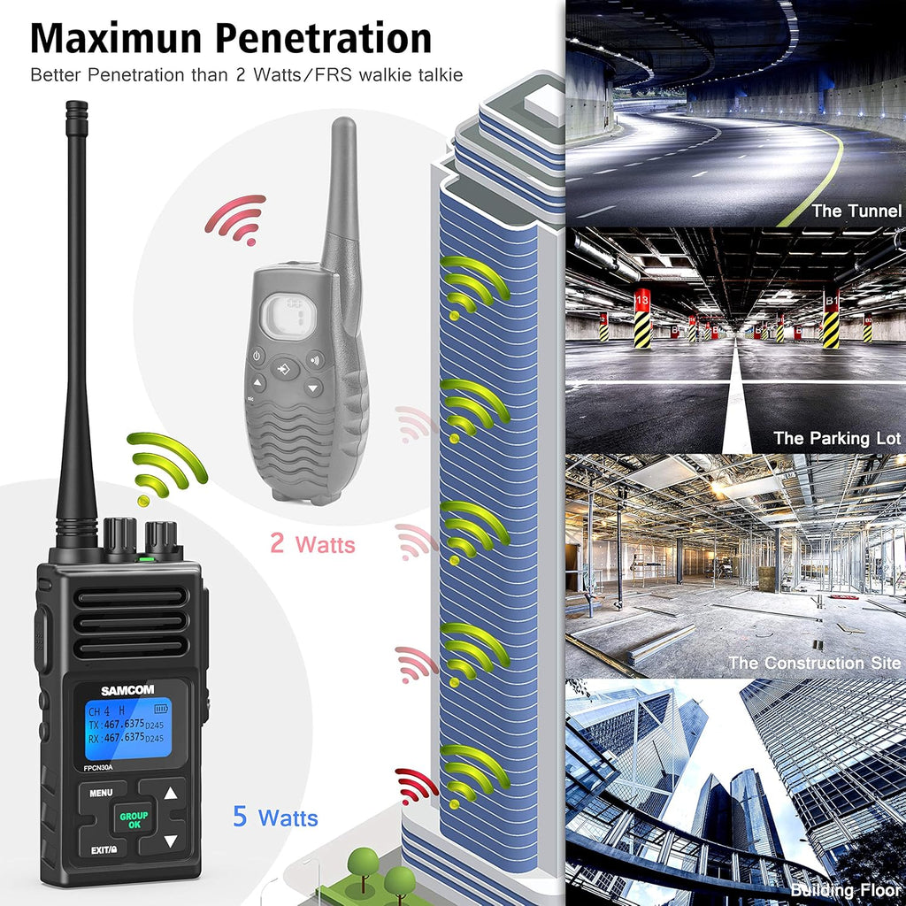 5 Watts UHF Programmable Handheld Two Way Radios 6 Packs W57928