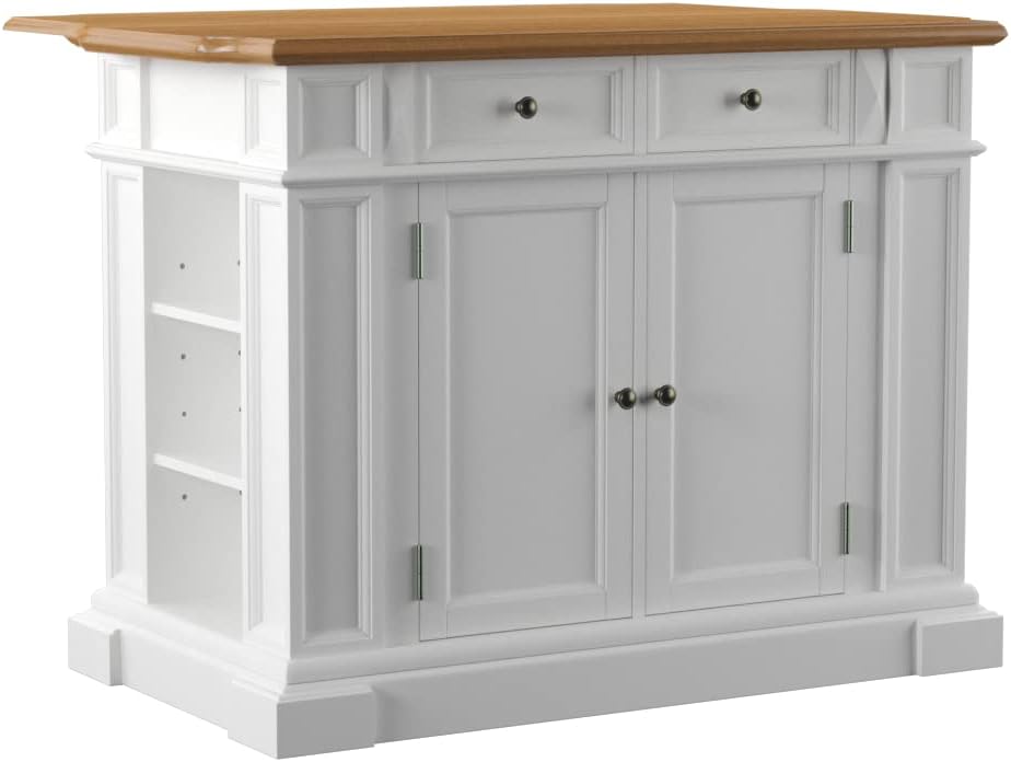 Black and Oak Kitchen Island with Wood Top and Drop Leaf Breakfast Bar H954026