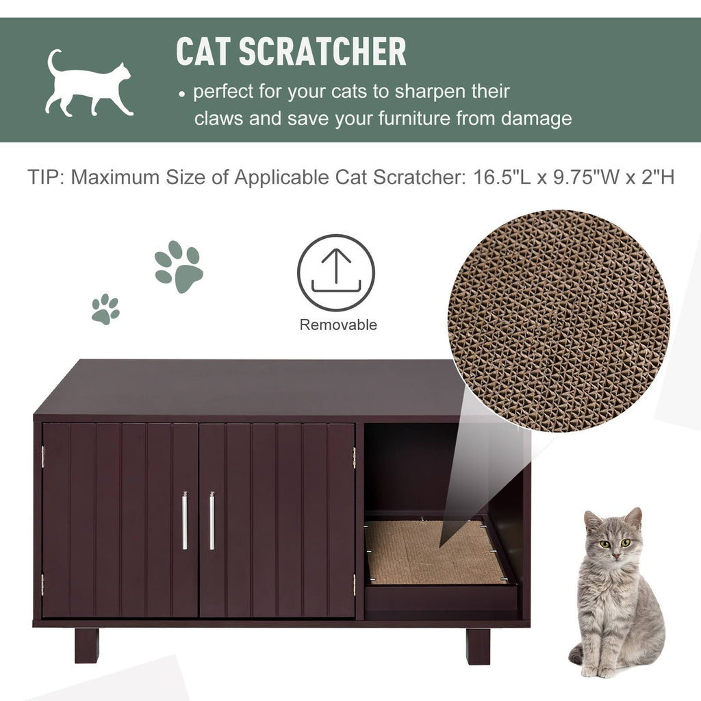 Cat Box Furniture with Scratch & Magnetic Doors F35180