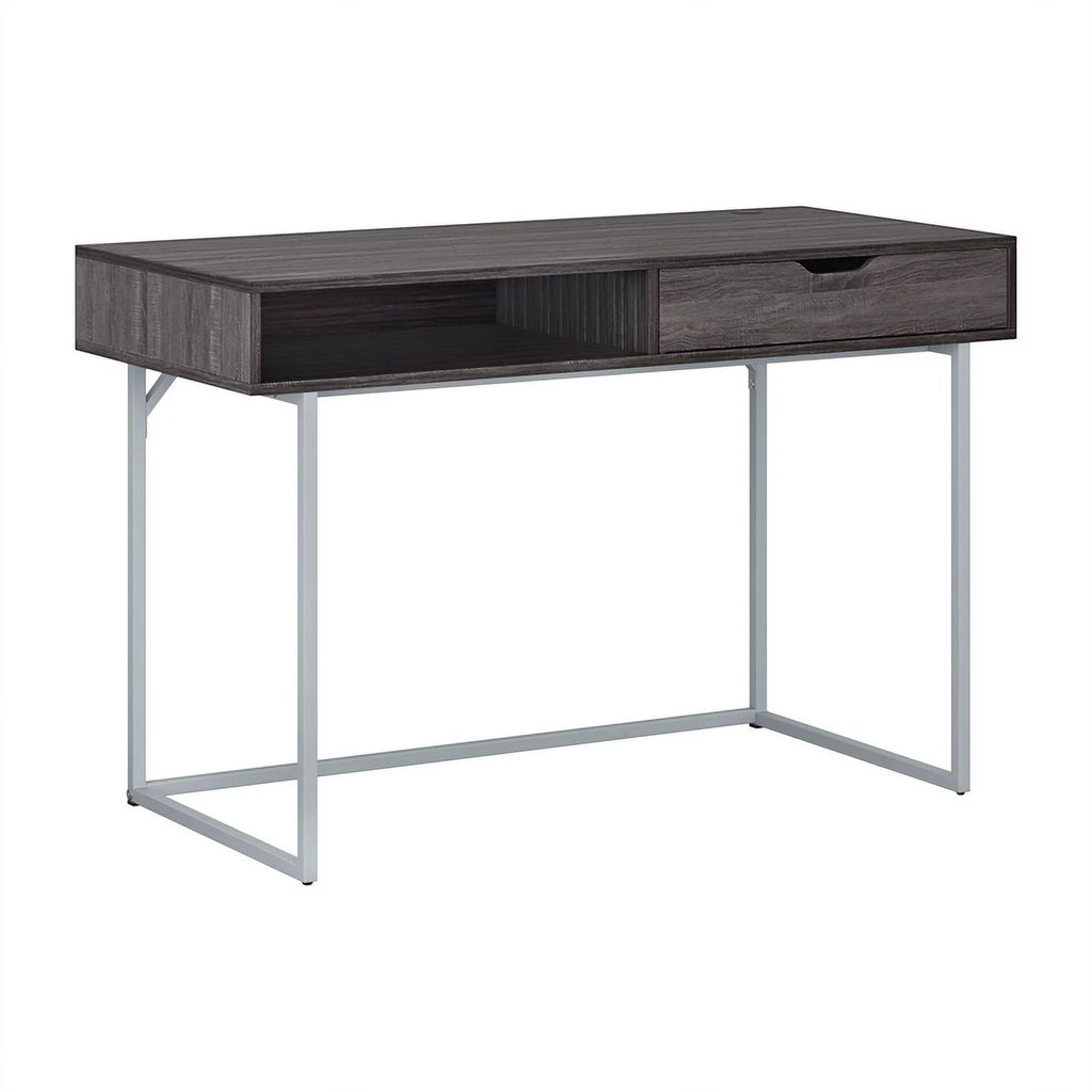 Modern Single Drawer Gray Wood Grain Finish Desk W549883
