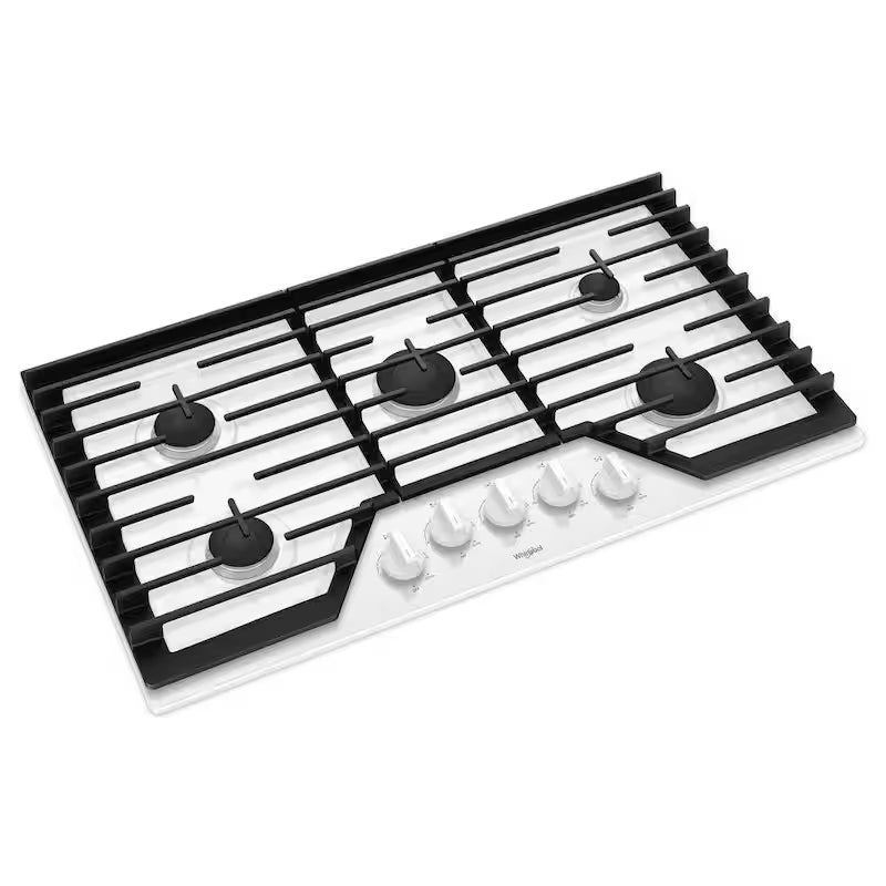 White 36 in. 5 Burner Gas Cooktop with Cast-Iron Grates T36101