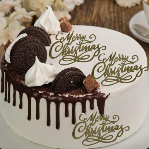 Gold Acrylic Mirror Christmas Cake Toppers 10Pcs X64170