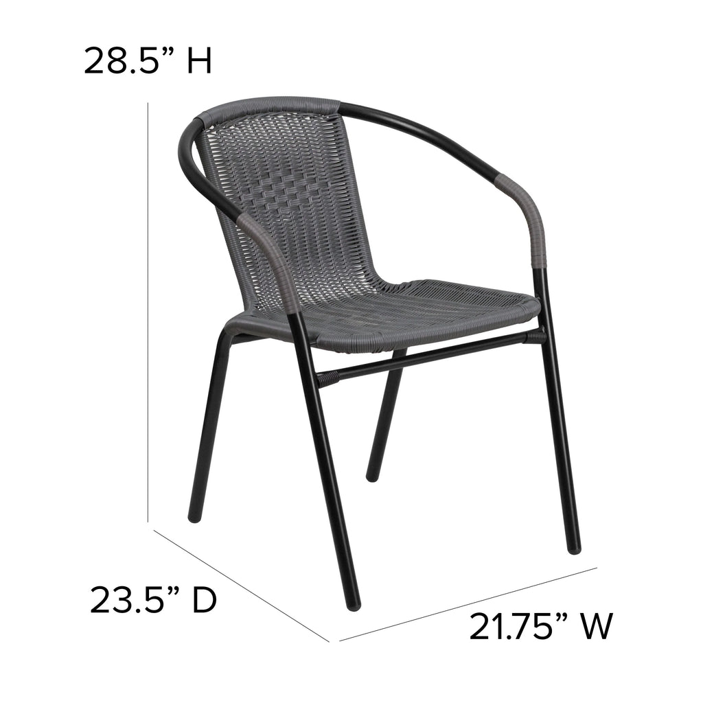 2 Pack Gray Rattan Stack Chair S9885