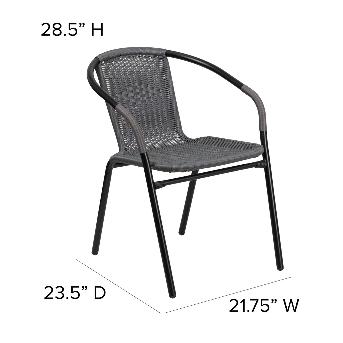 2 Pack Gray Rattan Stack Chair S9885