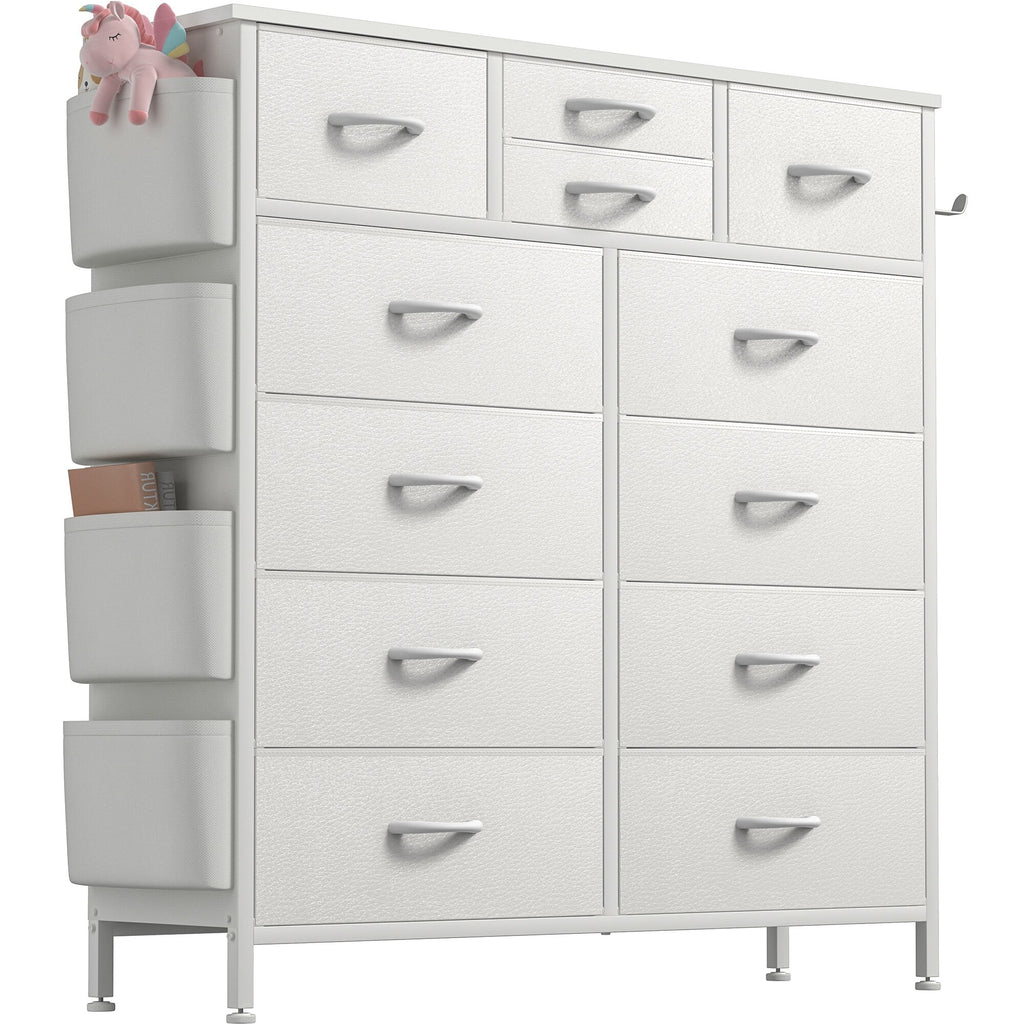 White 12 Drawer Fabric Dresser T779