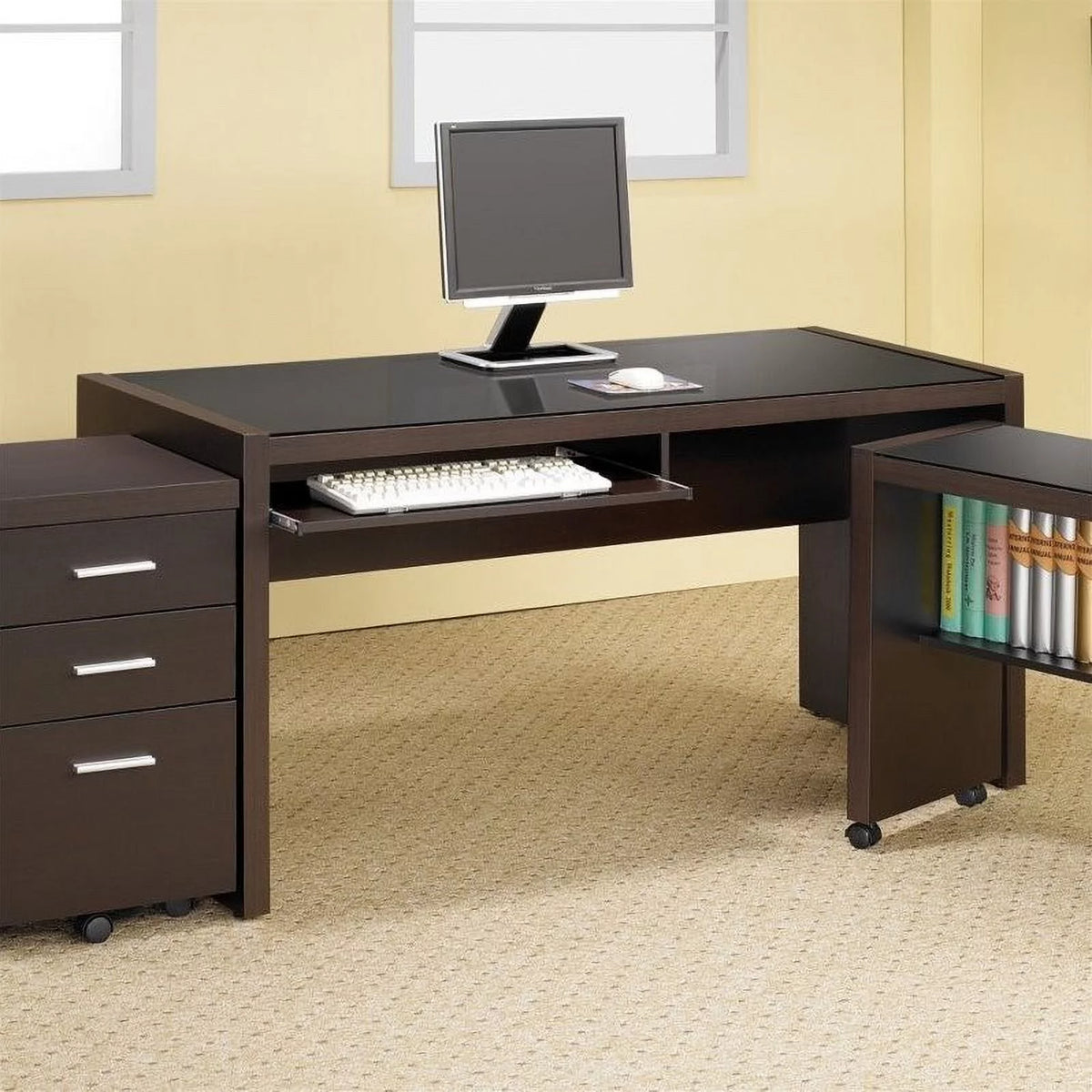 3 Piece Set with Computer Desk Bookcase and Office Chair L733