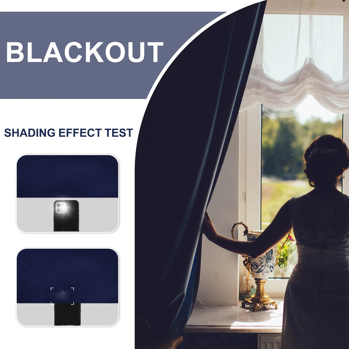 Navy Blue 42 x 63 Inch Blackout Curtains Set of 2 Panels M389