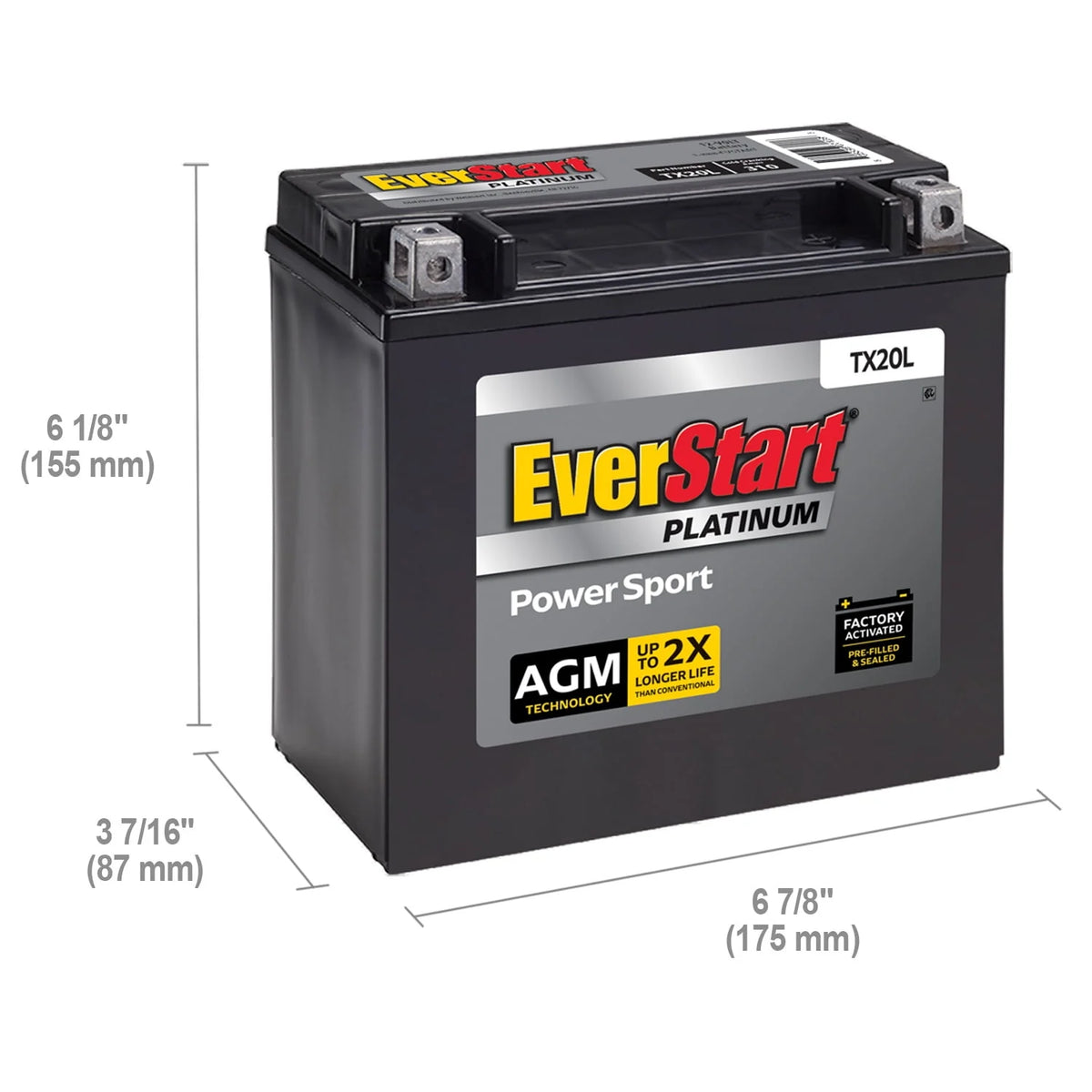 12 Volt 210 CCA AGM Power Sport Battery X425