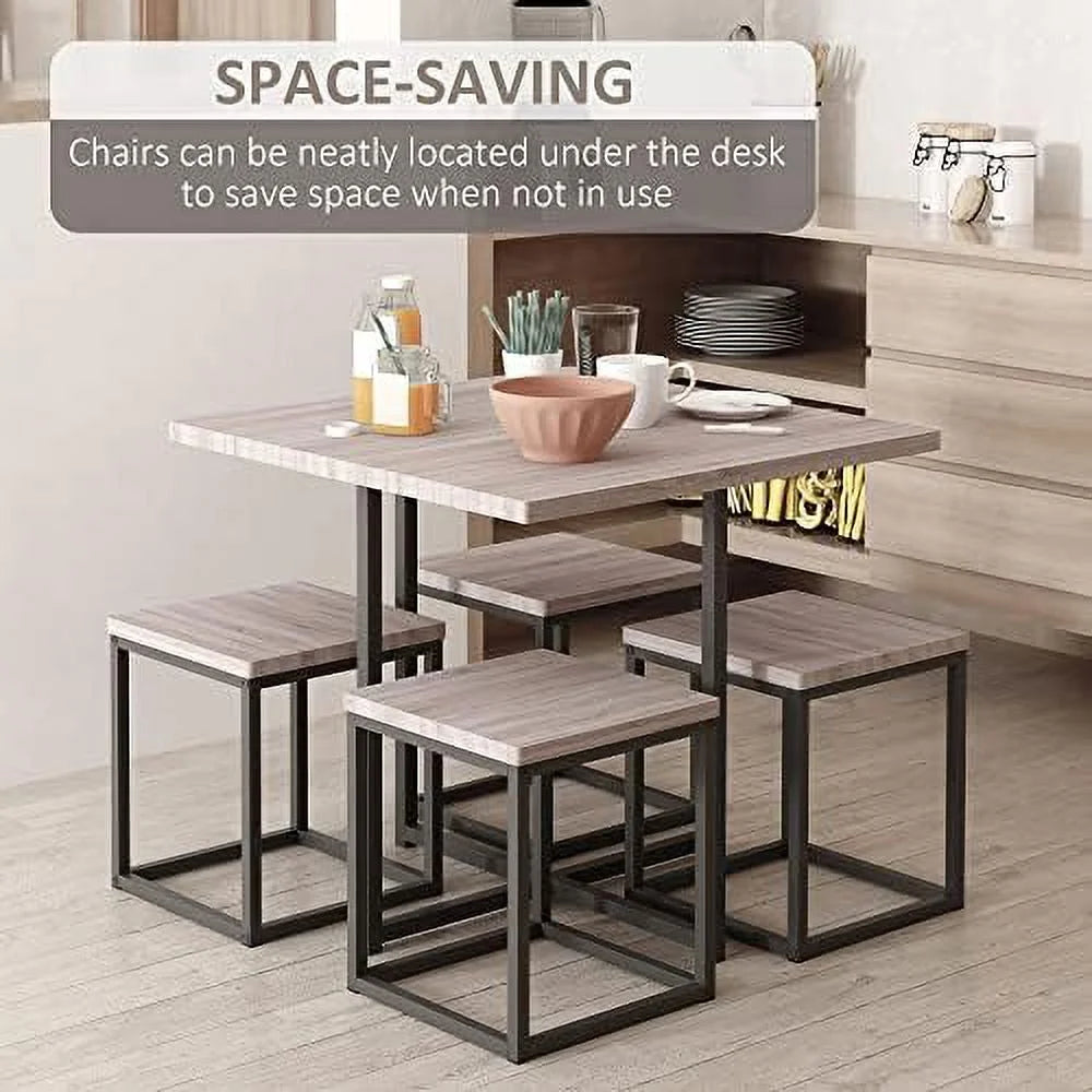 5 Piece Walnut Dining Table Set for 4 T210