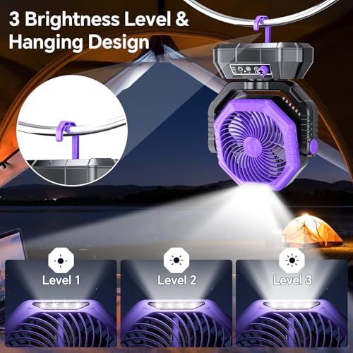 20000mAh Portable Rechargeable Battery Powered Fan with Light X9503