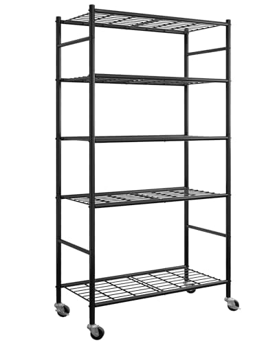 5 Tier Metal Storage Shelves with Wheels A59185