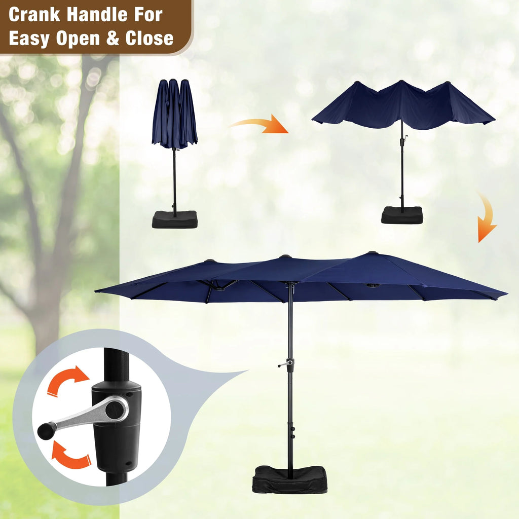 8-Piece Outdoor Patio Set with 13 ft Navy Umbrella I6767