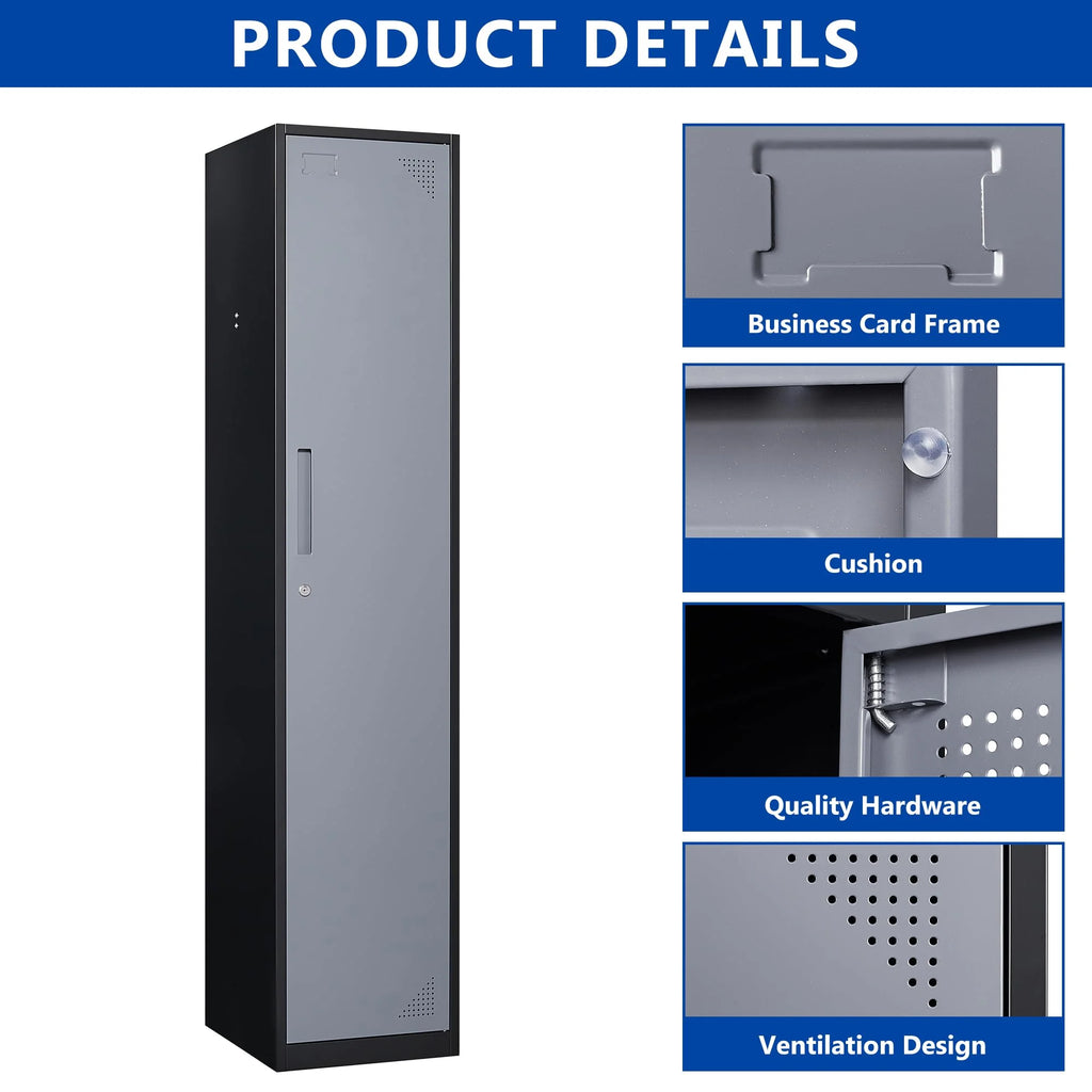71" Gray Steel Storage Cabinet with Door E942
