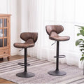 Weathered Brown Upholstery Adjustable Swivel Barstool Set of 2 A655