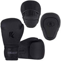 Matte Black Boxing Gloves and Pads W8588