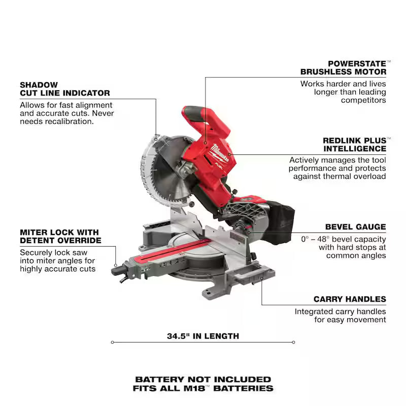 18V Lithium-Ion Brushless Cordless 10 in. Dual Bevel Sliding Compound Miter Saw W984