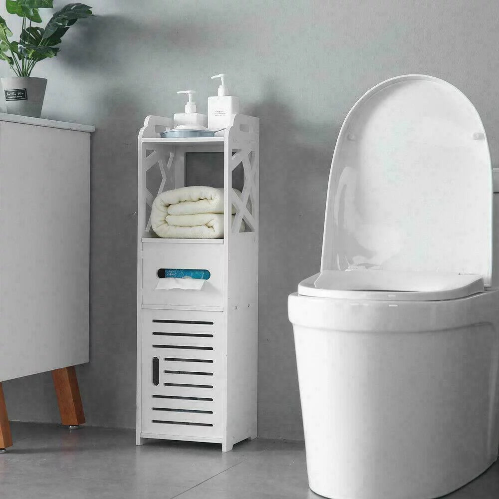 Wooden Bathroom Storage Cabinet with Shelves and Drawer Z482285