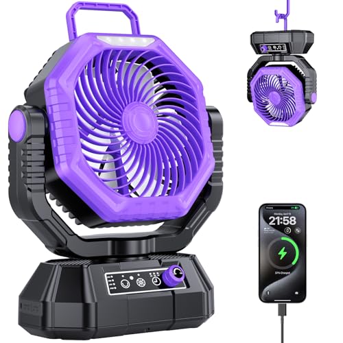 20000mAh Portable Rechargeable Battery Powered Fan with Light X9503